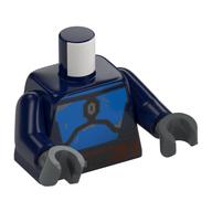 Visuel indicatif Rebrickable de Torse, armure mandalorienne bleue, motif imprimé ceinture marron foncé, bras bleu foncé, mains gris bleuté foncé (Torso, Blue Mandalorian Armor, Dark Brown Belt Print, Dark Blue Arms, Dark Bluish Gray Hands)