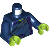 Visuel indicatif Rebrickable de Torse, robe, cou de vert citron, imprimé de panneaux violet foncé (skrull), bras bleu foncé, mains vert citron (Torso, Robe, Lime Neck, Dark Purple Panels Print (Skrull), Dark Blue Arms, Lime Hands)