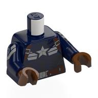 Torse, armure, étoiles blanches, détails noirs, bracelets brun rougeâtre motif imprimé, bras bleu foncé, mains brun rougeâtre (Torso, Armor, White Stars, Black Detailing, Reddish Brown Straps Print, Dark Blue Arms, Reddish Brown Hands)