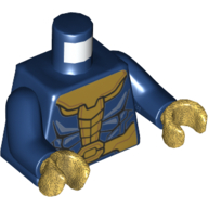 Torse, armure, plaques d'or et motif imprimé ceinture, bras bleu foncé, mains or nacré (Torso, Armor, Gold Plates and Belt Print, Dark Blue Arms, Pearl Gold Hands)