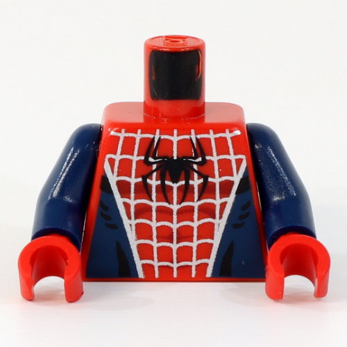 Visuel indicatif Rebrickable de Torse, Muscles, toile d'araignée, araignée noire avec motif imprimé côtés bleu foncé (Spider-Man), bras bleu foncé, mains rouges (Torso, Muscles, Spider Web, Black Spider with Dark Blue Sides Print (Spider-Man), Dark Blue Arms, Red Hands)