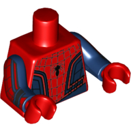 Visuel indicatif Rebrickable de Torse, corps, Panneaux Bleu Foncé, Sangle et Petit Logo Araignée Noir imprimé, Bras Bleu Foncé avec Sangle imprimé, mains rouges (Torso, Bodysuit, Dark Blue Panels, Webbing and Small Black Spider Logo Print, Dark Blue Arms with Webbing Print, Red Hands)