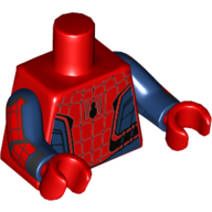 Visuel indicatif Rebrickable de Torse, corps, Sangle noire et motif imprimé Spider, Motif imprimé Spider rouge sur le dos (Spider-Man), Bras bleu foncé avec motif imprimé Sangle noir et rouge, mains rouges (Torso, Bodysuit, Black Webbing and Spider Print, Red Spider Print on Back (Spider-Man), Dark Blue Arms with Black and Red Webbing Print, Red Hands)
