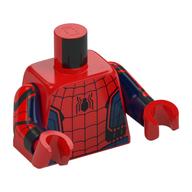 Torse, corps, araignée noire, toiles imprimées (Spider-Man), bras bleu foncé imprimés, mains rouges (Torso, Bodysuit, Black Spider, Webs Print (Spider-Man), Printed Dark Blue Arms, Red Hands)