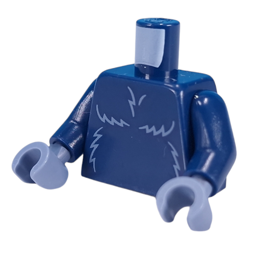 Torse, motif imprimé fourrure bleu sable, bras bleu foncé, mains bleu sable (Torso, Sand Blue Fur Print, Dark Blue Arms, Sand Blue Hands)