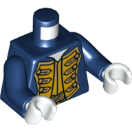 Torse, pirate bluecoat gouverneur motif imprimé, bras bleu foncé, mains blanches (Torso, Pirate Bluecoat Governor Print, Dark Blue Arms, White Hands)
