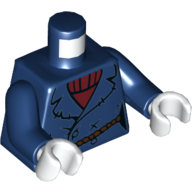 Torse, veste, tatty avec ceinture de corde et pull col roulé rouge foncé motif imprimé, bras bleu foncé, mains blanches (Torso, Jacket, Tatty with Rope Belt and Dark Red Turtle Neck Sweater Print, Dark Blue Arms, White Hands)