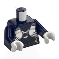 Visuel indicatif Rebrickable de Torse, armure de corps, modèle imprimé gilet blanc, bras bleu foncé, mains blanches (Torso, Body Armor, White Vest Print, Dark Blue Arms, White Hands)