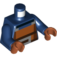 Torse, orange foncé pixelisé, brun foncé, gris bleuâtre foncé et motif noir carrés imprimés, bras bleu foncé, mains orange foncé (Torso, Pixelated Dark Orange, Dark Brown, Dark Bluish Gray, and Black Squares Print, Dark Blue Arms, Dark Orange Hands)