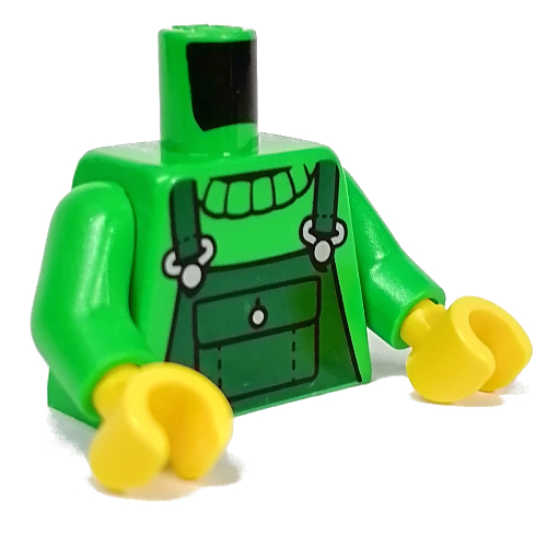 Torse, vert foncé dans l'ensemble, modèle imprimé pull, bras vert vif, mains jaunes (Torso, Dark Green Overall, Sweater Print, Bright Green Arms, Yellow Hands)