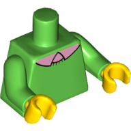 Visuel indicatif Rebrickable de Torse, pull à col rond avec motif imprimé col rose vif, bras vert vif, mains jaunes (Torso, Crew Neck Sweater with Bright Pink Collar Print, Bright Green Arms, Yellow Hands)