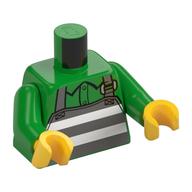 Torse, chemise, tablier avec motif imprimé de rayures de prison, bras vert vif, mains jaunes (Torso, Shirt, Apron with Prison Stripes Print, Bright Green Arms, Yellow Hands)