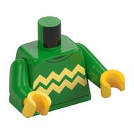 Torse, pull avec 2 rayures zigzag jaune clair vif imprimé, bras vert vif, mains jaunes (Torso, Sweater with 2 Bright Light Yellow Zigzag Stripes Print, Bright Green Arms, Yellow Hands)