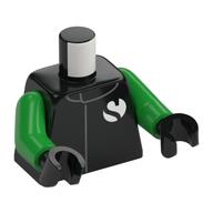 Torse, costume de course, blanc Sauber Logo imprimé, bras vert vif, mains noires (Torso, Racing Suit, White Sauber Logo Print, Bright Green Arms, Black Hands)