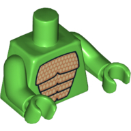 Visuel indicatif Rebrickable de Torse, écailles imprimé (déguisement de lézard), bras et mains vert vif (Torso, Scales Print (Lizard Costume), Bright Green Arms and Hands)