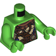 Visuel indicatif Rebrickable de Torse, carapace de tortue avec calibre et violet bouteilles de plongée motif imprimé, bras et mains vert vif (Torso, Turtle Shell with Gauge and Purple Diving Bottles Print, Bright Green Arms and Hands)
