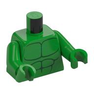 Torse, poitrine nue, lignes de muscle vert foncé (coque) motif imprimé, bras et mains vert vif (Torso, Bare Chest, Dark Green Muscle Lines (Hulk) Print, Bright Green Arms and Hands)