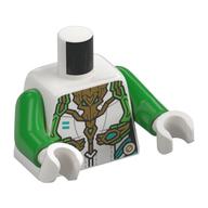 Torse, armure, blanc, or et vert vif Détails, motif imprimé Dragon d'or, bras vert vif, mains blanches (Torso, Armor, White, Gold, and Bright Green Details, Gold Dragon Print, Bright Green Arms, White Hands)