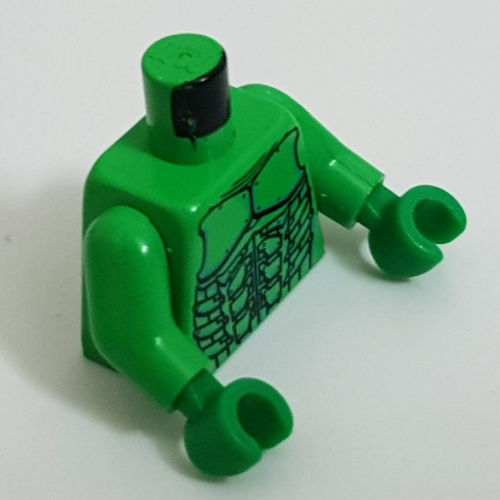 Visuel indicatif Rebrickable de Torse, motif imprimé armure gobelin vert, bras vert vif, mains vertes (Torso, Green Goblin Armor Print, Bright Green Arms, Green Hands)