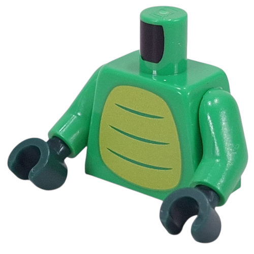 Visuel indicatif Rebrickable de Torse, motif imprimé ventre de crocodile vert citron, bras vert vif, mains vert foncé (Torso, Lime Crocodile Belly Print, Bright Green Arms, Dark Green Hands)
