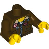 Visuel indicatif Rebrickable de Torse, veste aviateur avec aigle et motif imprimé 'SMH' sur le dos, bras brun foncé, mains jaunes (Torso, Aviator Jacket with Eagle and 'SMH' Print on Back, Dark Brown Arms, Yellow Hands)