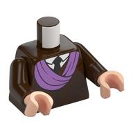 Visuel indicatif Rebrickable de Torse, veste, enveloppes de turban lavande, chemise blanche, cravate noire motif imprimé, bras brun foncé, mains nougat clair (Torso, Jacket, Lavender Turban Wrappings, White Shirt, Black Tie Print, Dark Brown Arms, Light Nougat Hands)