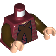 Visuel indicatif Rebrickable de Torse, robe, brun rougeâtre 'X', motif imprimé à bordure horizontale (chancellor palpatine), bras brun foncé, mains nougat clair (Torso, Robe, Reddish Brown 'X', Horizontal Trim Print (Chancellor Palpatine), Dark Brown Arms, Light Nougat Hands)