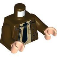 Visuel indicatif Rebrickable de Torse, veste, chemise beige, motif : cravate noire, bras brun foncé, mains nougat clair (Torso, Jacket, Tan Shirt, Black Tie Print, Dark Brown Arms, Light Nougat Hands)