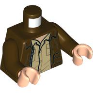Visuel indicatif Rebrickable de Torse, veste, ouvert sur feu chemise motif imprimé, bras brun foncé, mains nougat clair (Torso, Jacket, Open over Tan Shirt Print, Dark Brown Arms, Light Nougat Hands)