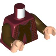 Visuel indicatif Rebrickable de Torse, robe, Marron Foncé Sous Chemise imprimé, bras brun foncé, mains nougat clair (Torso, Robe, Dark Brown Under Shirt Print, Dark Brown Arms, Light Nougat Hands)
