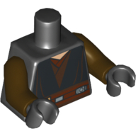 Visuel indicatif Rebrickable de Torse, robe Jedi, Ceinture marron foncé motif imprimé, bras brun foncé, mains noires (Torso, Jedi Robe, Dark Brown Belt Print, Dark Brown Arms, Black Hands)