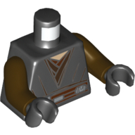 Visuel indicatif Rebrickable de Torse, robe Jedi, Ceinture marron rougeâtre imprimée (Anakin Clone Wars), bras brun foncé, mains noires (Torso, Jedi Robe, Reddish Brown Belt Print (Anakin Clone Wars), Dark Brown Arms, Black Hands)