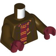 Torse, veste, sweat à capuche, rouge foncé/écharpe jaune motif imprimé, bras brun foncé, mains rouge foncé (Torso, Jacket, Hoodie, Dark Red/Yellow Scarf Print, Dark Brown Arms, Dark Red Hands)