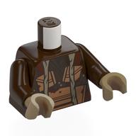 Torse, bras brun foncé, mains beige foncées avec placage d'or, motif imprimé de tuyaux beige foncés (Torso, Dark Brown Arms, Dark Tan Hands with Gold Plating, Dark Tan Hoses Print)