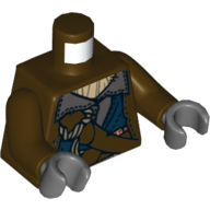 Visuel indicatif Rebrickable de Torse, Veste cousue sur chemise gris bleuté foncé, bras brun foncé, mains gris bleuté foncé (Torso, Stitched Jacket over Dark Bluish Gray Shirt, Dark Brown Arms, Dark Bluish Gray Hands)
