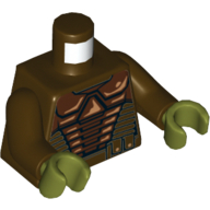 Visuel indicatif Rebrickable de Torse, armure guerrier neimoidian motif imprimé, bras brun foncé, mains vert olive (Torso, Neimoidian Warrior Armour Print, Dark Brown Arms, Olive Green Hands)