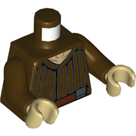 Visuel indicatif Rebrickable de Torse, Chemise à plis verticaux et motif imprimé ceinture, bras brun foncé, mains beiges (Torso, Shirt with Vertical Pleats and Belt Print, Dark Brown Arms, Tan Hands)