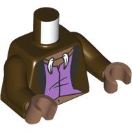 Visuel indicatif Rebrickable de Torse, veste, chemise de lavande, collier avec motif imprimé de crocs, bras brun foncé, mains brun moyen (Torso, Jacket, Lavender Shirt, Necklace with Fangs Print, Dark Brown Arms, Medium Brown Hands)