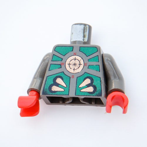 Visuel indicatif Rebrickable de Torse, raie turquoise foncée, noir et motif imprimé or, bras gris foncé, mains rouges (Torso, Stingray Dark Turquoise, Black, and Gold Print, Dark Gray Arms, Red Hands)