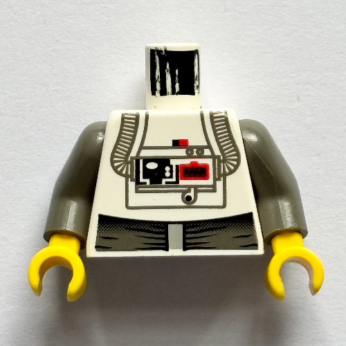 Torse, combinaison avec panneau de poitrine avec des boutons rouges et des tubes motif imprimé (au conducteur), bras gris foncé, mains blanches (Torso, Jumpsuit with Chest Panel with Red Buttons and Tubes Print (AT-AT Driver), Dark Gray Arms, White Hands)