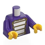 Torse, bande de marche uniforme, avant blanc, or décorations motif imprimé, bras pourpre foncé, mains jaunes (Torso, Marching Band Uniform, White Front, Gold Decorations Print, Dark Purple Arms, Yellow Hands)