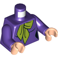 Torse, chemise avec motif imprimé tilleul, bras pourpre foncé, mains nougat clair (Torso, Shirt with Lime Neckerchief Print, Dark Purple Arms, Light Nougat Hands)