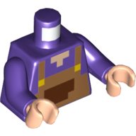 Visuel indicatif Rebrickable de Torse, tablier, pixellisé avec poche brun rougeâtre, motif imprimé Nougat clair, bras pourpre foncé, mains nougat clair (Torso, Apron, Pixelated with Reddish Brown Pocket, Light Nougat Neck Print, Dark Purple Arms, Light Nougat Hands)