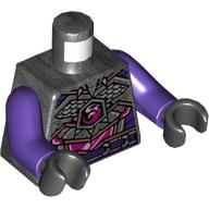 Torse, armure, panneaux de titane perle, garniture violet foncé, motif imprimé cristal rose foncé, bras pourpre foncé, mains noires (Torso, Armor, Pearl Titanium Panels, Dark Purple Trim, Dark Pink Crystal Print, Dark Purple Arms, Black Hands)