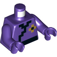 Visuel indicatif Rebrickable de Torse, robes, Carrés noir et or pixellisés, bras et mains pourpre foncé (Torso, Robes, Pixelated Black and Gold Squares Print, Dark Purple Arms and Hands)