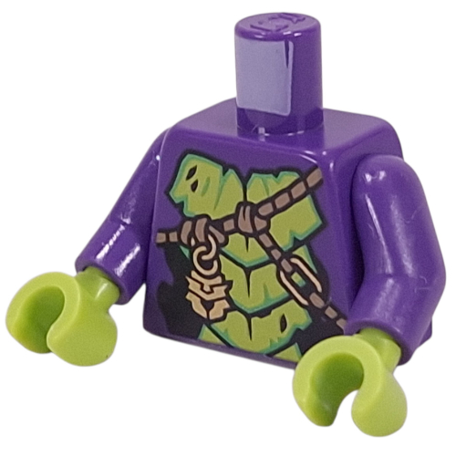 Visuel indicatif Rebrickable de Torse, écailles de vert citron, cordes de nougat, or Pendentif imprimé, bras pourpre foncé, mains vert citron (Torso, Lime Scales, Nougat Ropes, Gold Pendant Print, Dark Purple Arms, Lime Hands)