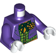 Visuel indicatif Rebrickable de Torse, Veste avec motif imprimé gilet à damier, bras pourpre foncé, mains blanches (Torso, Jacket with Checkered Waistcoat Print, Dark Purple Arms, White Hands)