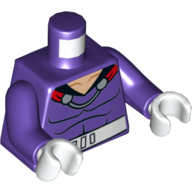 Visuel indicatif Rebrickable de Torse, Muscles, ceinture blanche, casquette rouge Se termine par un motif imprimé (Magneto), bras pourpre foncé, mains blanches (Torso, Muscles, White Belt, Red Cape Ends Print (Magneto), Dark Purple Arms, White Hands)