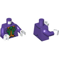 Visuel indicatif Rebrickable de Torse, veste, chemise orange, motif imprimé arc vert (le Joker), bras pourpre foncé, mains blanches (Torso, Jacket, Orange Shirt, Green Bow Print (The Joker), Dark Purple Arms, White Hands)