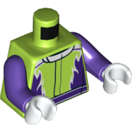 Visuel indicatif Rebrickable de Torse, costume de course avec des flammes violet foncé motif imprimé, bras pourpre foncé, mains blanches (Torso, Racing Suit with Dark Purple Flames Print, Dark Purple Arms, White Hands)